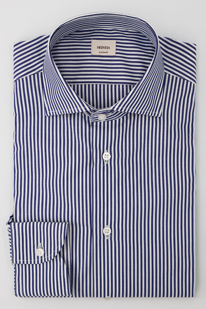 Camicia da uomo righe blu Nervesa, made in Italy